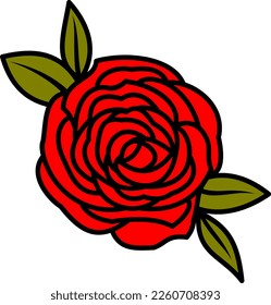 Single red rose flower line design element, vector illustration