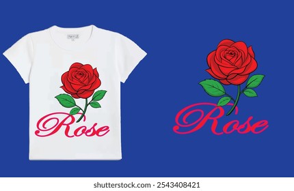 Single Red Rose Flower T-Shirt