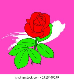 A single red rose is interpreted as love vector illustration 