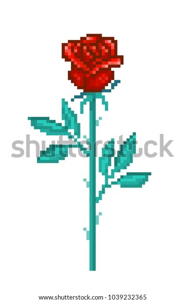 Single Red Rose Pixel Art Flower Stock Vector (Royalty Free) 1039232365