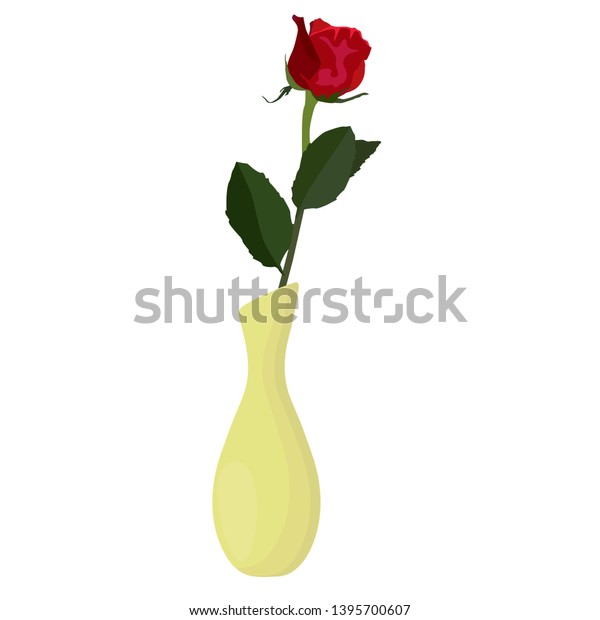 Single Red Rose Vase Vector Flat Stock Vector Royalty Free