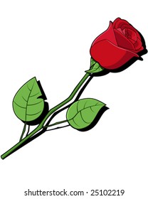 Single Red Rose - vector illustration