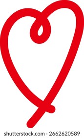 Ein einzelnes rotes, raues, handgezeichnetes Herzsymbol