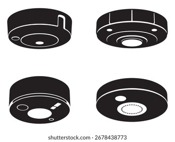 Una sola ilustración roja del detector de humo presentada claramente en un fondo blanco llano, conveniente para los diseños de la seguridad o de la seguridad en el hogar.