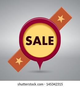 single red stamp on gray background
