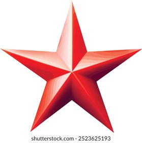 A single red star. Red star 3d icon on transparent background. Vector illustration.