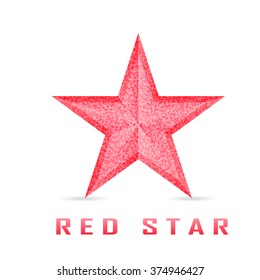 Single red star shine on white background. Vector red star. Red star eps