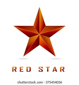 Single red star shine on white background. Red star vector. Red star eps