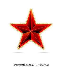 Single red star shine on white background. Red star vector. Red star eps