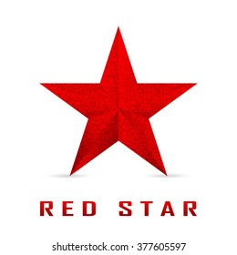 Single red star shine on white background. Vector red star. Red star eps