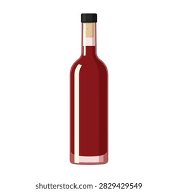 A single red wine bottle with a black cap stands alone on a plain white background, perfect for use in advertising or editorial content related to wine and beverages