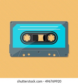 Single retro music compact cassette colorful vector illustration