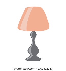 Single retro-style table lamp isolated on a white background. Vector drawing in flat style.