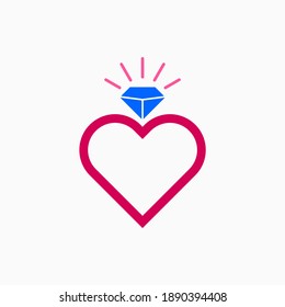 Single Ring Love Diamond Illustration Vector Template
