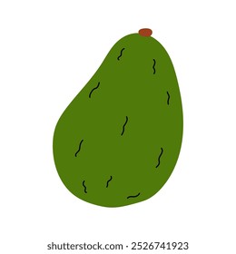Eine einzelne reife Avocado mit ausgeprägter Textur und Form auf sauberem, weißem Hintergrund