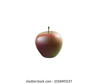 Single ripe red apple fruit isolated on white background.