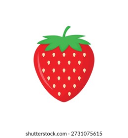 Fruta de morango madura única com folha verde isolada sobre fundo branco, uma fruta orgânica suculenta fresca para comida saudável e deliciosa ilustração de sobremesa