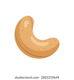 Single Roasted Cashew Nut Illustration Isolated on White Background for Food and Snack Design