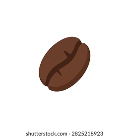 Single roasted coffee bean icon isolated on white background, brown aromatic caffeine seed vector