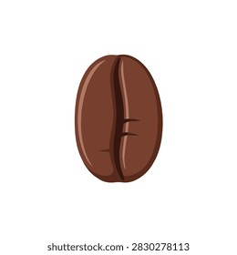 Single roasted coffee bean icon isolated on white background, brown aromatic seed vector illustration
