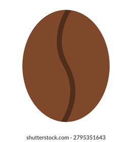 Single roasted coffee bean isolated icon with coffee culture food icon brown shape ingredient shop cafe branding beverage ingredien