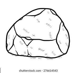 single rock / cartoon vector and illustration, black and white, hand drawn, sketch style, isolated on white background.