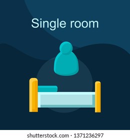 Single room flat concept vector icon. Comfort accommodation idea cartoon color illustrations set. One person hotel suite. Business traveller. Hostel, dormitory booking. Isolated graphic design element