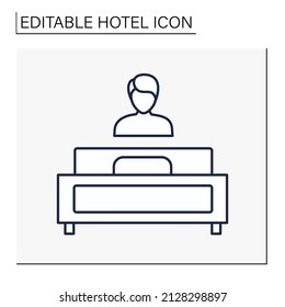 Symbol für die Einzelzimmer-Linie. Hotelzimmer für eine Person. Schlafzimmer für einen Gast. Hotelkonzept. Einzige Vektorgrafik. Bearbeitbarer Hub