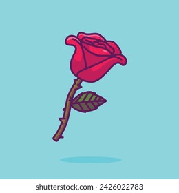 Single rose flower cartoon vector illustration valentine concept icon isolated