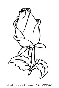 single rose flower icon drawing