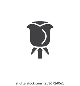 Icono de Vector de una sola flor de rosa. cartel plano lleno para el concepto móvil y el Diseño web. Icono de glifo de flor de rosa. Símbolo, ilustración del logotipo. Gráficos de Vector