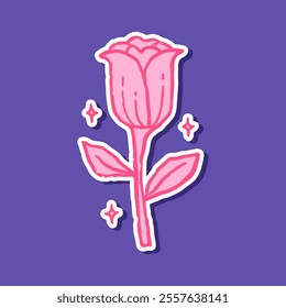 Single rose flower vector for Valentines Day