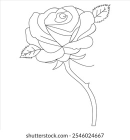 A single rose Line art