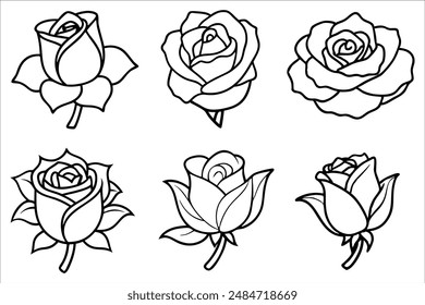 Single rose line art drawing