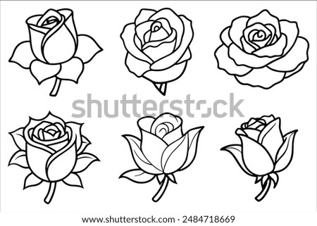 Single rose line art drawing