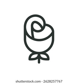 Single rose line icon, rosebud vector symbol with editable stroke