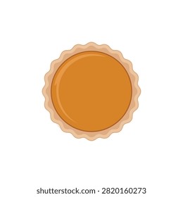 Single round golden brown baked pie isolated on white background, for food and, bakery concepts culinary