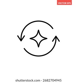 Single round regenerate line icon, simple artificial intelligence prompt cycle flat design vector pictogram, infographic interface elements for app logo web button ui isolated on white background