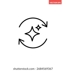 Icono de línea de regeneración redonda simple, pictograma de Vector de diseño plano de ciclo de Instrucción de inteligencia artificial simple, Elementos de interfaz de infografía para App logo Botón de Web ui aislado sobre fondo blanco