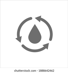 Single round water recycling icon, vector environmental protection flat design isolated on white background