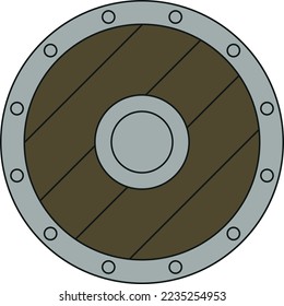 Ilustración vectorial plana de una sola pantalla redonda de madera