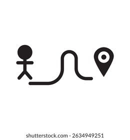 Single Route Tracking-pictogram, 2-pins pathfinding, plat ontwerp Vector-pictogram voor app-advertenties, website-logotype, website-knop, UI UX-interface-element geïsoleerd op witte achtergrond