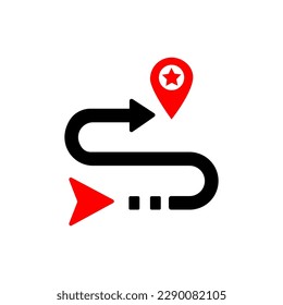 Single route tracking motion icon, simple line path searching mark flat design vector pictogram vector for app ads logo web website button ui ux interface elements isolated on white background