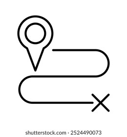 Icono de movimiento de seguimiento de ruta única, búsqueda de ruta de línea simple. Destino, camino, ruta. Ilustración vectorial.