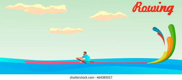 single rowing summer play . Rio, Brazil . illustration , vector, EPS 10
