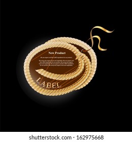 The single royal brown label on the black background