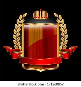 Single royal label on the black background