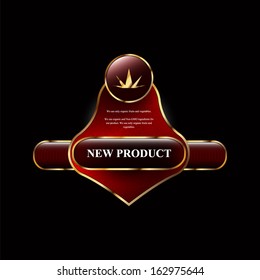 The single royal red label on the black background