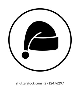 Single Santa hat icon, Santa Claus Christmas hat icon, editable line, flat design style isolated on white linear pictogram, button, vector, sign, symbol, logo, vector illustration, eps10.