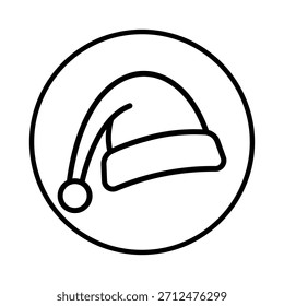 Solo icono de sombrero de Santa Claus, icono de sombrero de Navidades de Santa Claus, línea editable, estilo de diseño plano aislado en pictograma lineal blanco, Botón, Vector, signo, símbolo, logotipo, Ilustración vectorial, eps10.